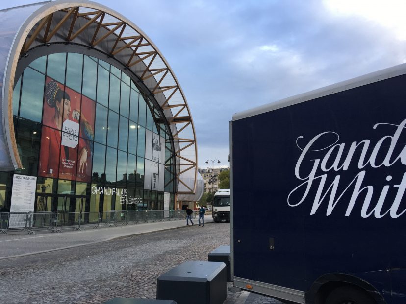 paris art gallery with gander and white truck